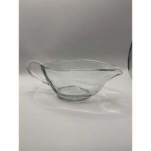 Vintage Anchor Hocking Gravy Boat - Clear Glass - Holiday Dinner Table Wear